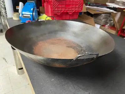 Used Falcon Restaurant Supply Used 28" X 9" Commercial Carbon Steel Restaurant Wok with Handles. Pans Illinois US | Falcon Restaurant Supply #1376102