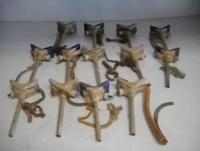 QTY. 13. RING STAND APPARATUS HOLDERS W/ CHAINS....