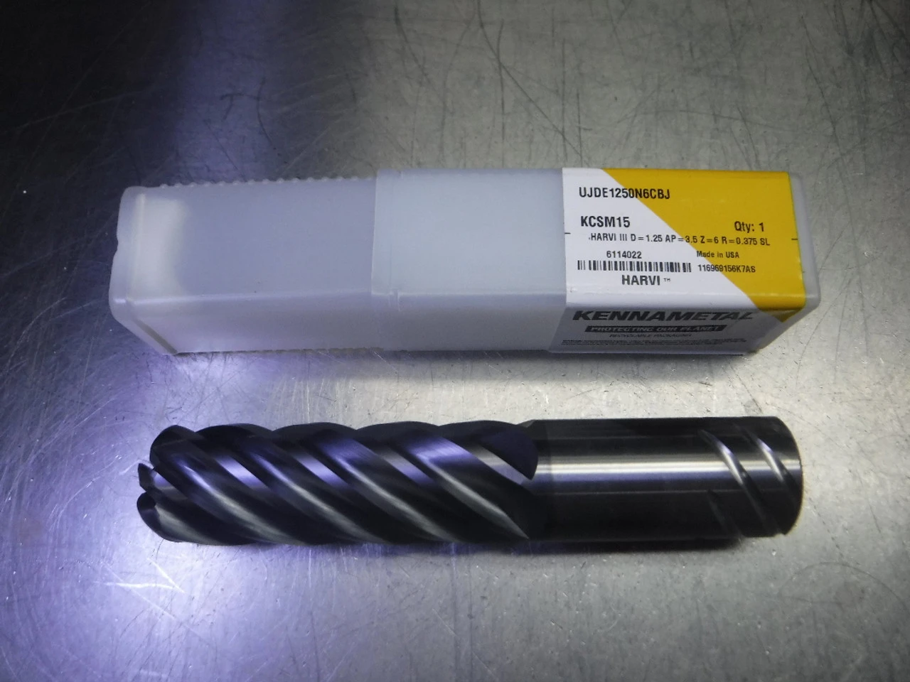 Kennametal 1.250" 6 Flute Ballnose Carbide Endmill UJDE1250N6CBJ KCSM15 (LOC1602)