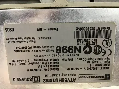USED TELEMECANIQUE ATV58HU18M2