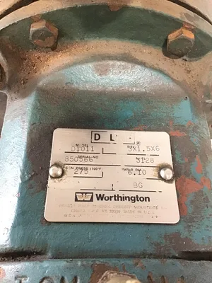 Worthington D1011 Centrifugal Pump 3″ x 1.5″ x 6″