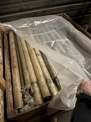 2.5" YODER ROLLFORMER ARBOR SPINDLE SHAFTS, NEW IN BOX:  40+ AVAILABLE @ $150 EACH: STOCK #15908
