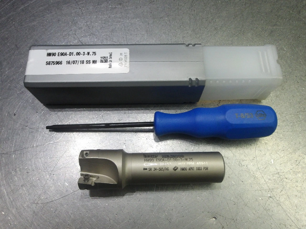 Iscar 1" 3 Flute Indexable Endmill 3/4" Shank HM90 E90A-D1.00-3-W.75 (LOC3337)
