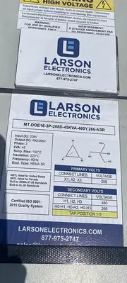 New | in-Stock LARSON MT-DOE16-3P-208D 45KVA-460Y.266-N3R Transformers North Carolina US | DH Griffin Used Equipment #1383854