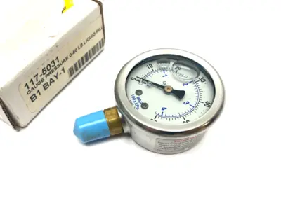 USED PIC GAUGES LIQUID FILLED PRESSURE GAUGE 2" 0-60PSI 1/4" BOTTOM PORT