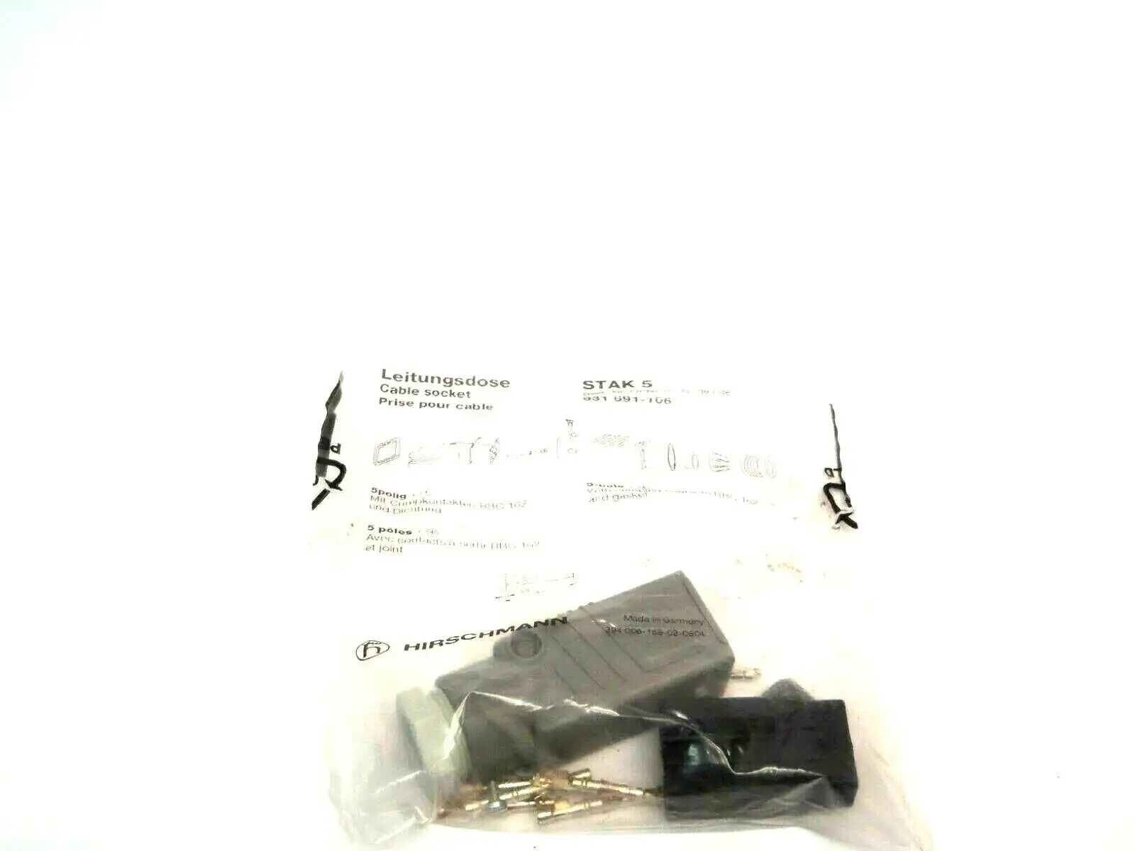 NEW HIRSCHMANN CABLE SOCKET 5 POLE