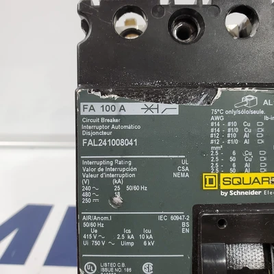 Used Square D FAL241008041 Circuit Breakers California US | American Industrial Supply Co. #1547960