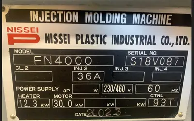 Used 2002 NISSEI FN4000-36A Injection Molding Machines Georgia US | Zag Equipment #1269654