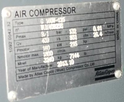 USED ATLAS COPCO G 160W-125