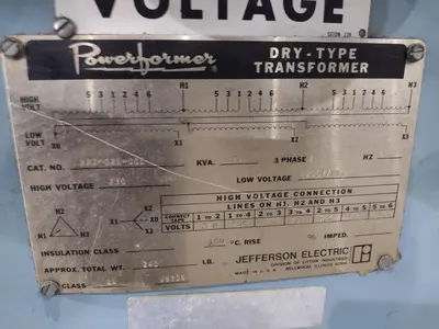 20 KVA POWERFORMER 230 --> 230Y/133 VOLT ELECTRICAL TRANSFORMER: STOCK #23719