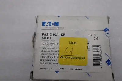 NEW OPEN BOX Eaton FAZ-D10/1-SP Circuit Breaker STOCK L-350-C