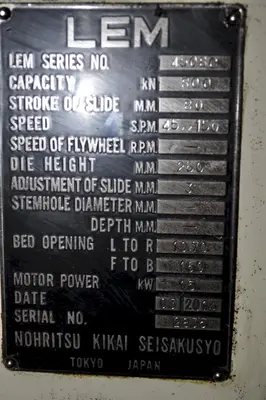 90 TON LEM SSDC HIGH SPEED PRESS