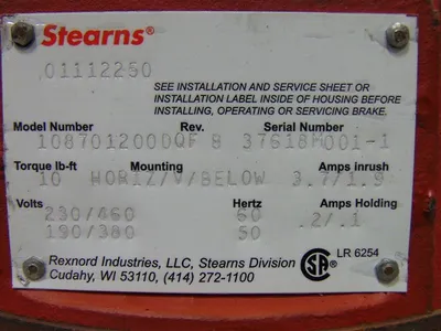 Stearns 108701200DQF Brake Module 10 lb-ft Torque Rev. B Used
