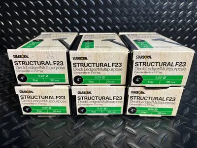 Starborn Structural F23 Deck Ledger/Multipurpose Screws - 4 in x 0.23 in, Flat, 20 pcs/box, 6 boxes