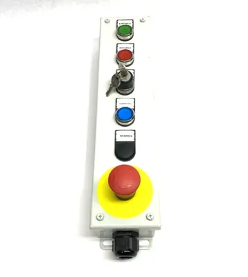 None | Operator Pushbutton Enclosure Control Assembly, Enable, Disable, E-Stop, Key - Used