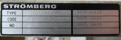 USED STROMBERG SAFUT 50F500 DRIVE 40-50KVA SAFUT50F500