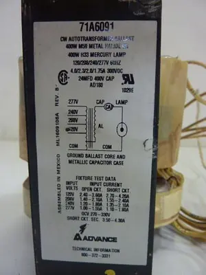 USED ADVANCE TRANSFORMER 71A6091