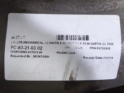 Flowserve FC-83-21-03-02 Mechanical Volute 40x48x11 For 16QL21 Pump Surplus