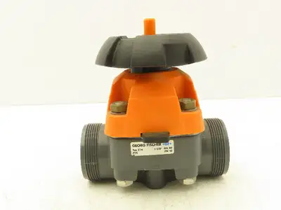 Georg Fischer 314  1-1/2" Manual Diaphragm Valve PVC/PTFE *Missing socket ends*