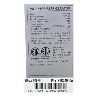 USED GLACIER GCB-48