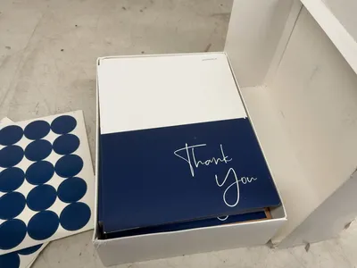 (12) cartons of 100 VNS creations boxes of thank you cards
