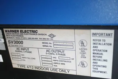 USED WARNER ELECTRIC SV3000 DRIVE