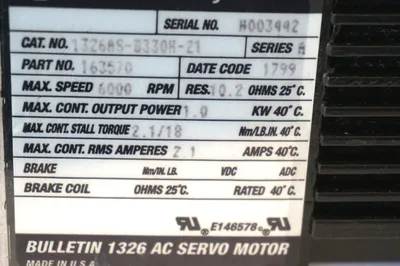USED ALLEN BRADLEY 1326AS-B330H-21 SERVO MOTOR 163570 1326ASB330H21