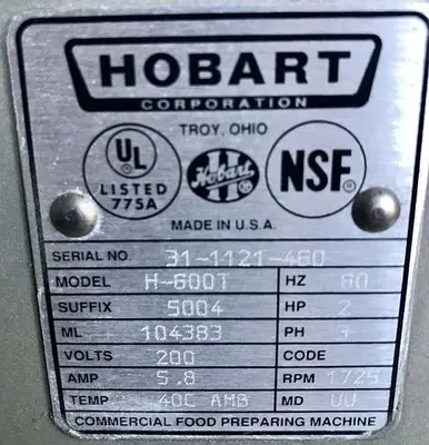 Used HOBART H-600T Planetary Mixers Ohio US | Palm Beach Restaurant Equipment, LLC #1421251
