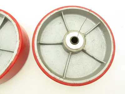 10" x 2.5" Red Poly Metal Wheel 3/4" Bore Lot of 3