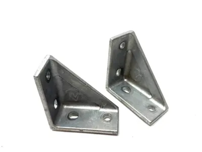 USED FLEXLINK ANGLED CORNER GUSSET 90-DEGREE, ALUMINUM LOT OF 2