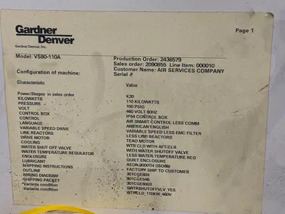USED GARDNER DENVER VS80-110A