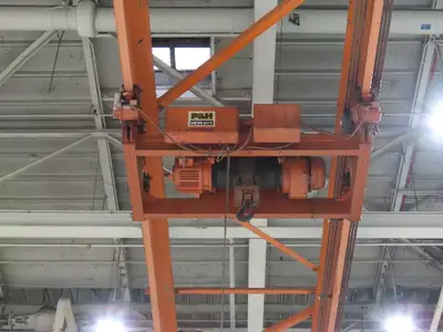 Cleveland Tramrail P&H 7.5 Ton Double Girder Underhung Bridge Crane 45' 10" Span