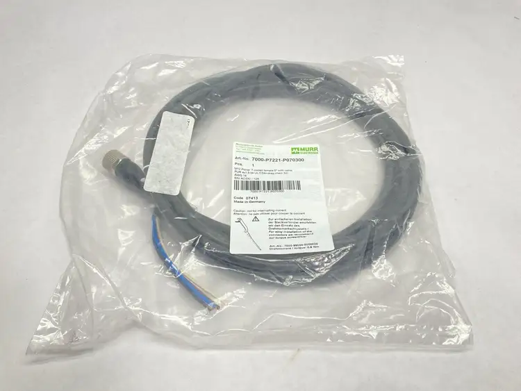New | in-Stock MURR ELEKTRONIK FEMALE M12 POWER CONNECTOR WITH CABLE 3M Cable & Wire | Maverick Industrial Sales #1104637
