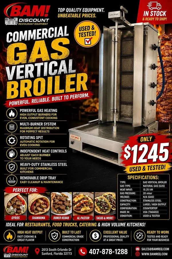 Commercial Gas Vertical Broiler / Shawarma Gyro Machine