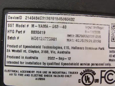 Speedshield M-VAMA-G63-40 Velocity Asset Manager Module Off Hyster E80XN