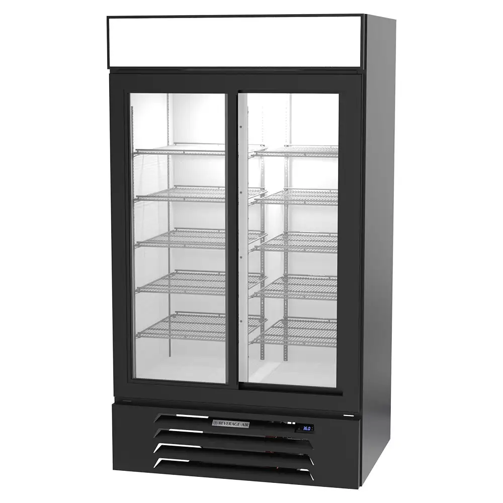 Beverage-Air MMR38HC-1-B 43 1/2" Marketmax™ Two Section Glass Door Merchandiser - (2) Sliding Doors, Black, 115v