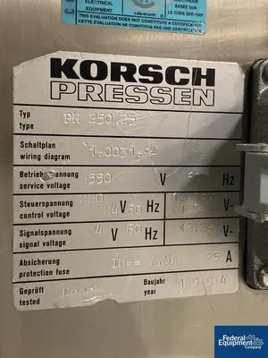 USED Korsch Korsch PH 250 Tablet Press, 25 Station