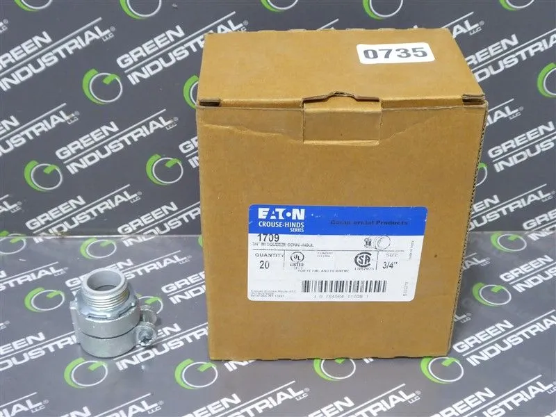 Box of 20 Eaton Crouse-Hinds 1709 3/4" Conduit Squeeze Connectors New NIB