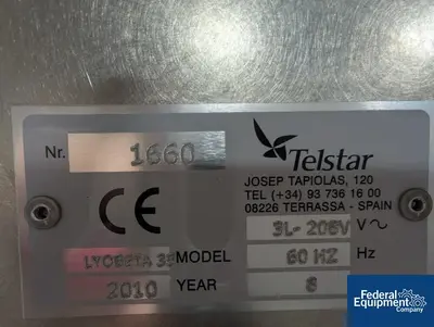 Used Telstar Industrial, S.L. 66 Sq Ft Telstar Lyopholizer Freeze Dryer, Model Lyobeta 35 Freeze Dryers / Lyophilizers Ohio US | Federal Equipment Company #128764