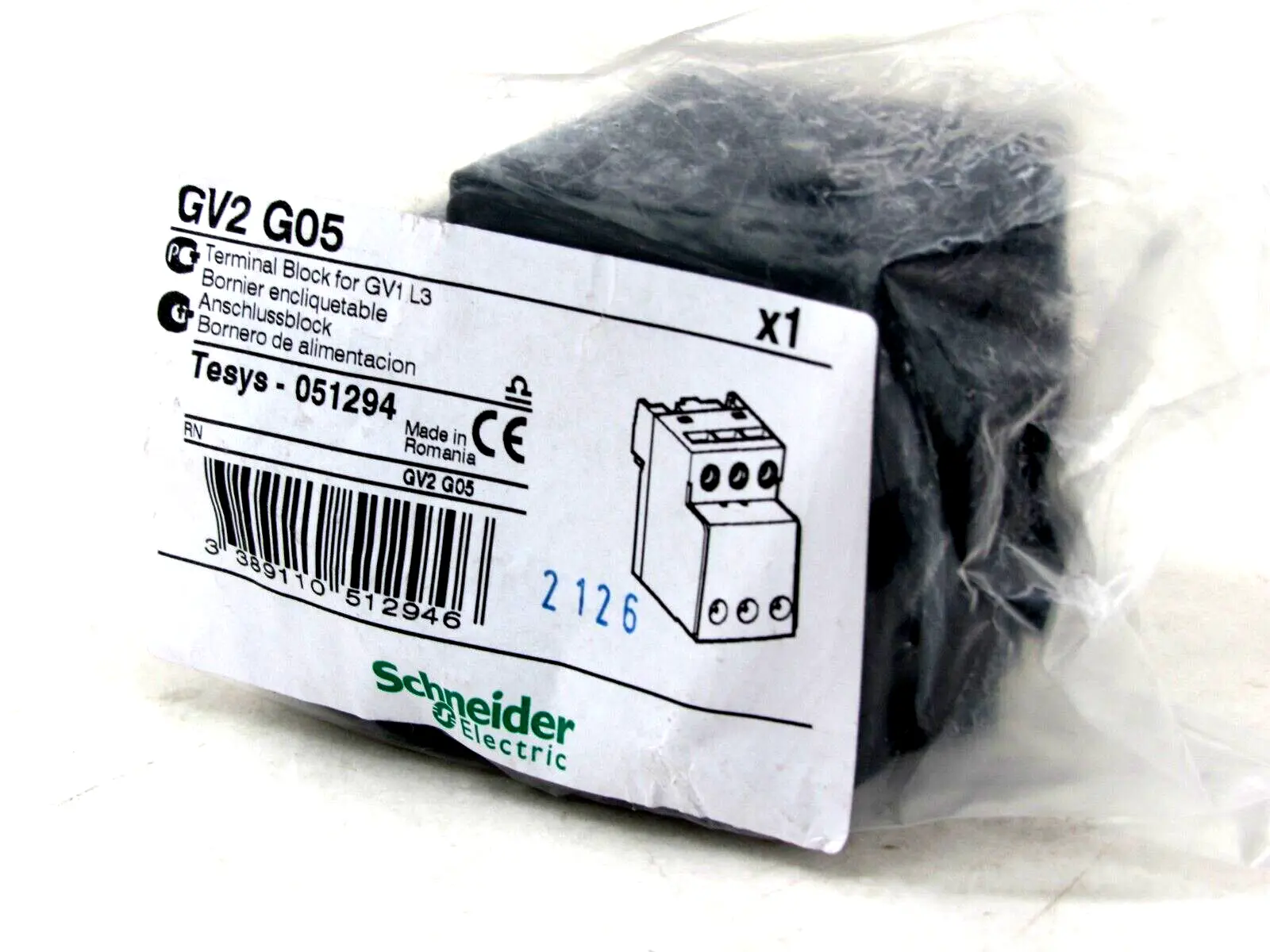 NEW SCHNEIDER /TELEMECANIQUE GV2G05 TERMINAL BLOCK