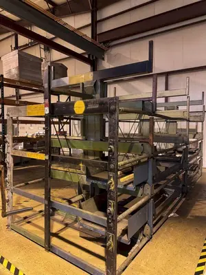STEEL STORAGE SYSTEM 4T-3G-30X12R-20' RETRACTABLE ARM STOCK RACK. STOCK # 1109825