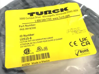 NEW TURCK PICOFAST SENSOR/ACTUATOR CONNECTING CABLE U2515-8