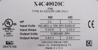 NEW TB WOODS X4C40020C DRIVE 2HP