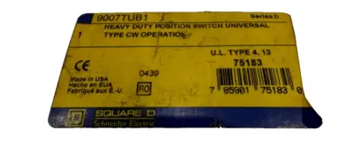 NEW SCHNEIDER ELECTRIC SQUARE D 9007TUB1 POSITION SWITCH SER.D