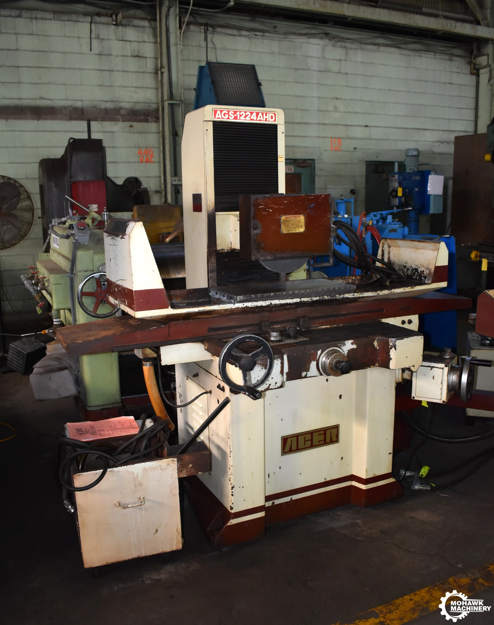 12" X 24" ACER "AGS-1224AHD" AUTOMATIC HORIZONTAL-SPINDLE HYDRAULIC SURFACE GRINDER w/WALKER ELECTRO-MAGNETIC CHUCK - AUTOMATIC POWER DOWN FEED