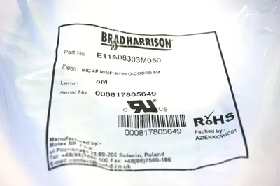 NEW BRAD HARRISON E11A06303M050 CABLE