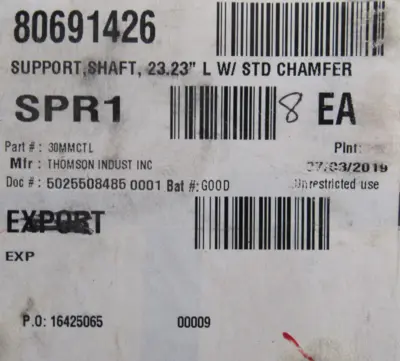 NEW BOX OF 8 THOMPSON 30MMCTL SOLID SHAFTS 59MM x 30MM 80691426