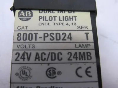 A-B Allen Bradley 800T-PSD24 Ser. T 18mm Pilot Light Red 24V