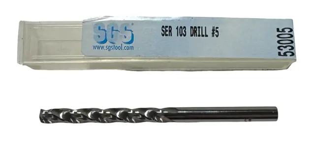 OSG #5 Solid Carbide Drill 5xD 3 Flute 150 Deg USA Made