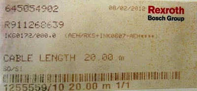NEW REXROTH R911268639 CABLE IKG0172/000.0 LENGTH 20 METER IKG0172